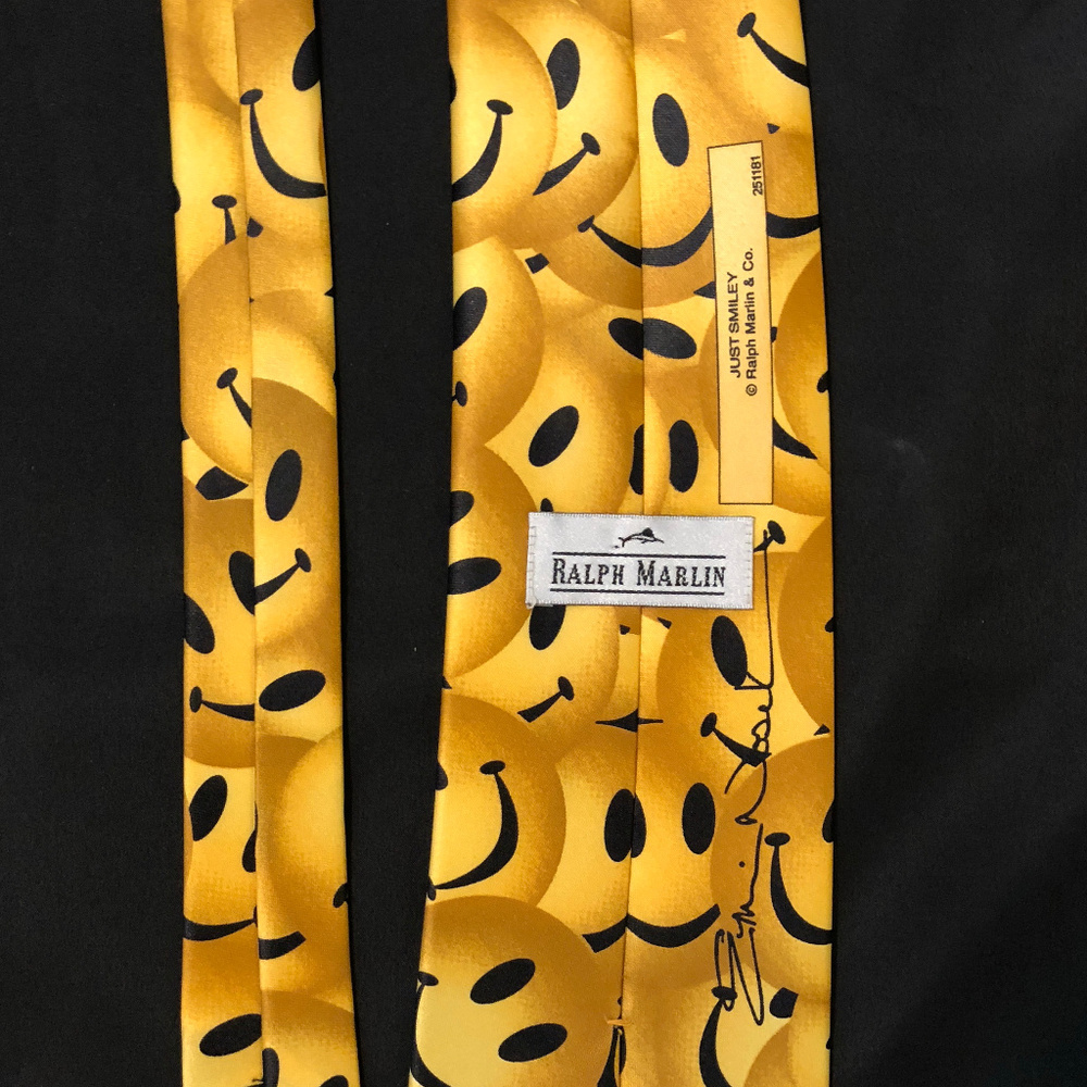 Vintage Ralph Marlin Smiley Face Tie "Be Happy" View 2